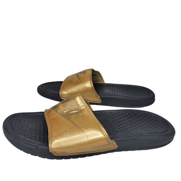 Nike Black & Gold Slide Sandals 7 - Picture 2 of 8